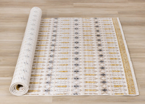 Calabar Cream Yellow Grey Bold Southwestern Rug by Kalora Interiors