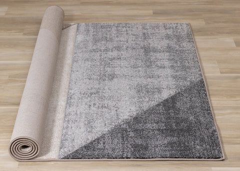 Folio Grey Beige Carved Triangular Pattern Rug by Kalora Interiors