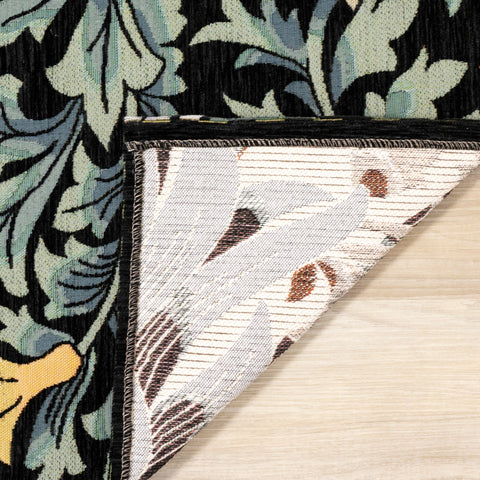 Cathedral Green Black Red Grey Yellow Symmetrical Floral Print Rug by Kalora Interiors