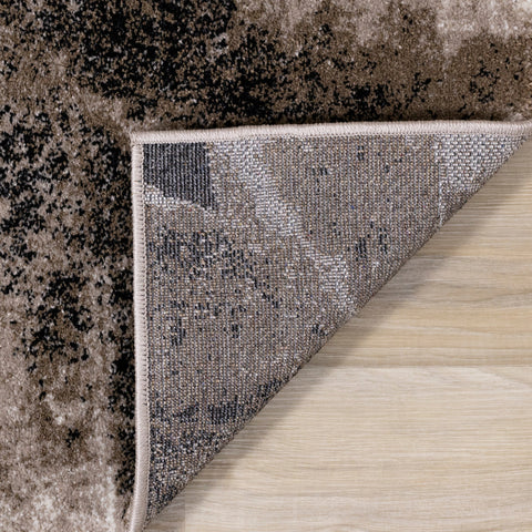 Breeze Brown Beige Black Distressed Leaf Rug by Kalora Interiors