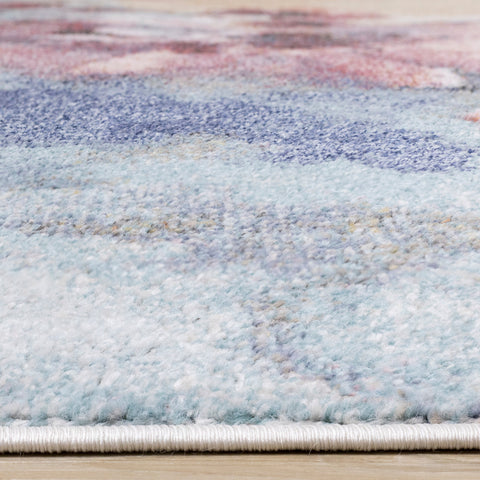 Fresco Blue Pink Yellow Cherry Blossom Rug by Kalora Interiors