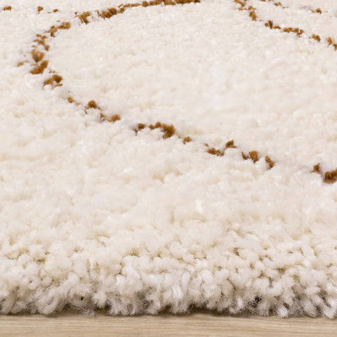 Maroq Cream Orange Rounded Hills Shag Rug by Kalora Interiors