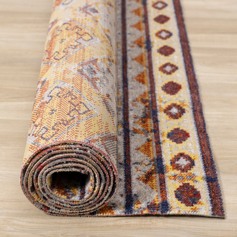 Sara Red Orange Yellow Southwestern Stripe Rug by Kalora Interiors