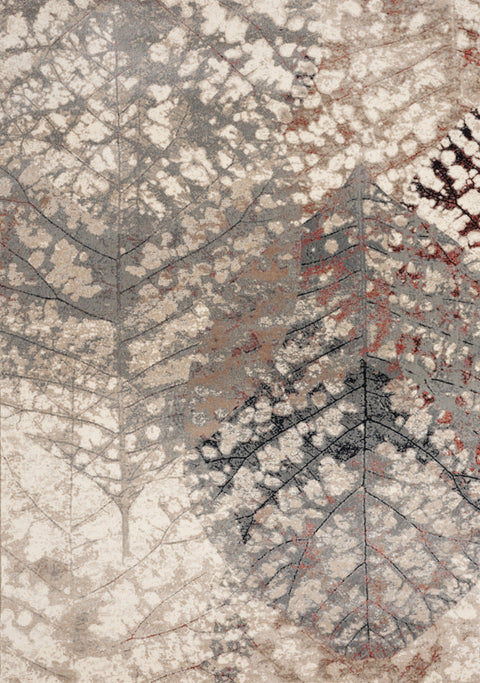 Abbey Cream Taupe Leaf Rug by Kalora Interiors