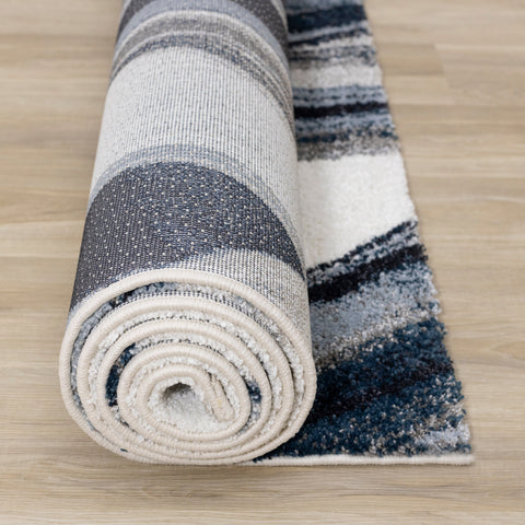 Sable Cream Blue Grey Botanical Frieze Rug by Kalora Interiors