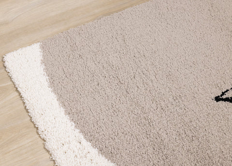 Maroq Cream Brown Grey Sprouting Vine Shag Rug by Kalora Interiors