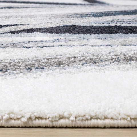 Sable Cream Blue Grey Botanical Frieze Rug by Kalora Interiors