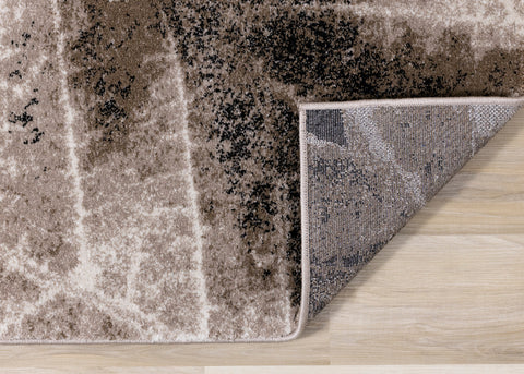 Breeze Brown Beige Black Distressed Leaf Rug by Kalora Interiors