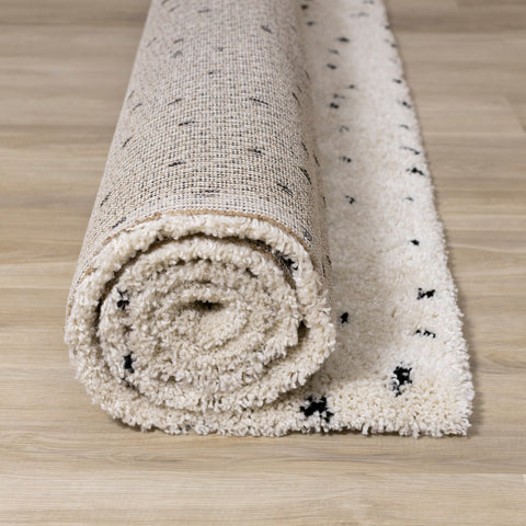 Maroq Cream Black Polka Dot Shag Rug by Kalora Interiors