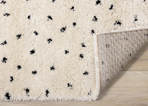 Maroq Cream Black Polka Dot Shag Rug by Kalora Interiors