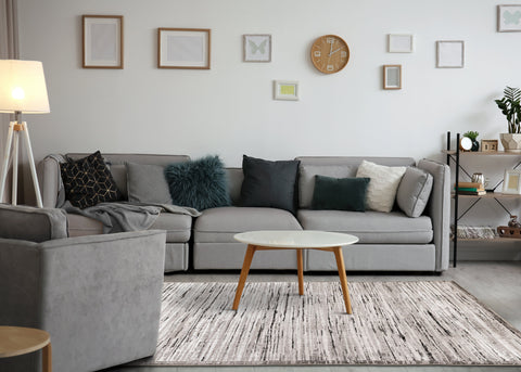 Chorus Black Grey White Iridescent Plush Rug by Kalora Interiors