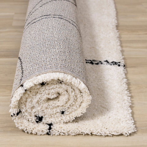 Maroq Cream Brown Grey Sprouting Vine Shag Rug by Kalora Interiors