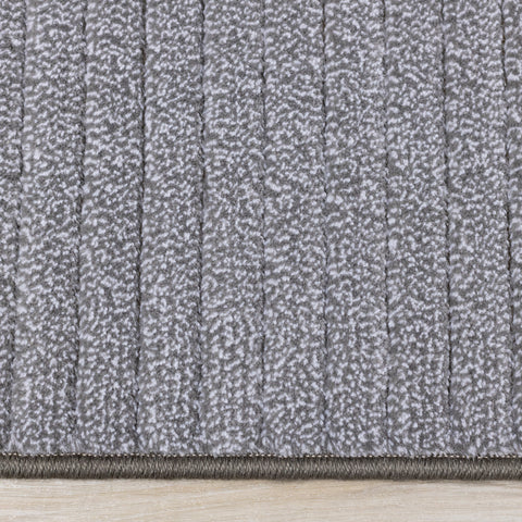 Ella Grey Carved Stripe Plush Rug by Kalora Interiors