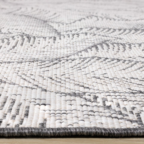 Bristol Grey White Leaf Pattern Indoor/Outdoor Reversible Rug by Kalora Interiors