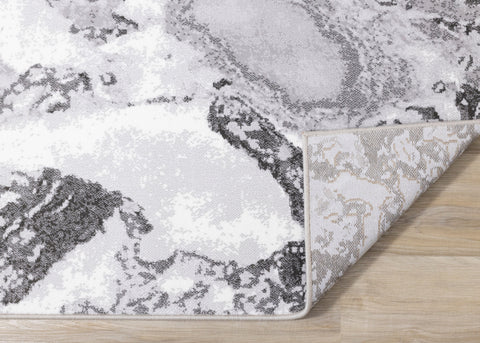 Intrigue White Grey Marble Swirl Rug by Kalora Interiors