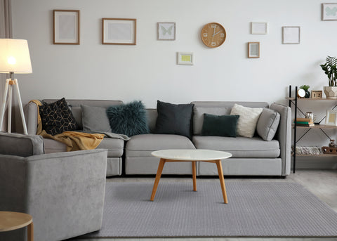 Ella Grey Carved Stripe Plush Rug by Kalora Interiors