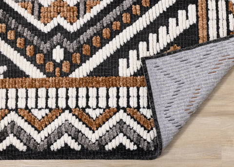 Lawson Grey Cream Orange Double Medallion Contemporary Machine Washable Foldable Rug by Kalora Interiors