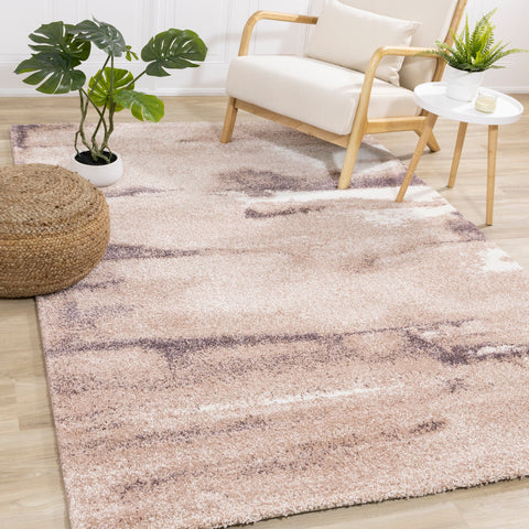 Sable Pink Purple Cream Sunset Cloud Sky Rug by Kalora Interiors