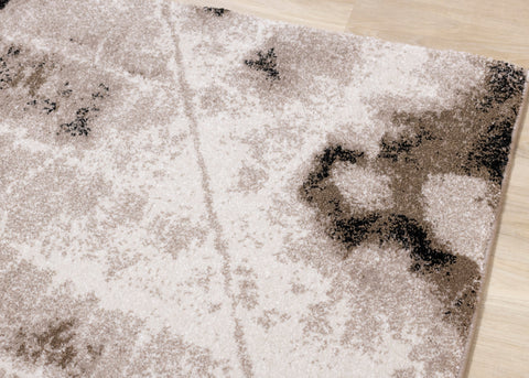 Breeze Brown Beige Black Distressed Leaf Rug by Kalora Interiors