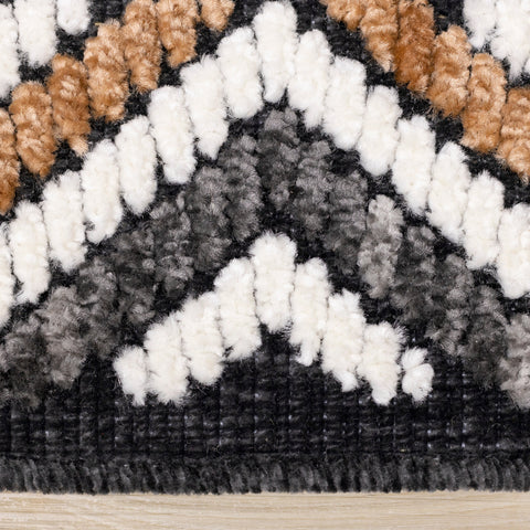 Lawson Grey Cream Orange Double Medallion Contemporary Machine Washable Foldable Rug by Kalora Interiors