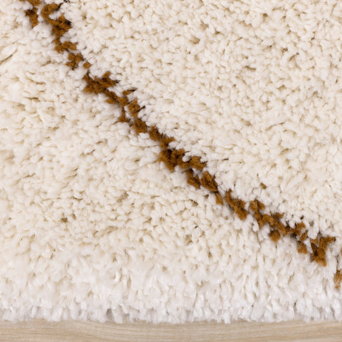 Maroq Cream Orange Rounded Hills Shag Rug by Kalora Interiors