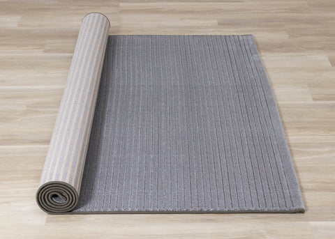 Ella Grey Carved Stripe Plush Rug by Kalora Interiors