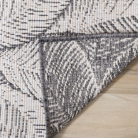 Bristol Grey White Leaf Pattern Indoor/Outdoor Reversible Rug by Kalora Interiors