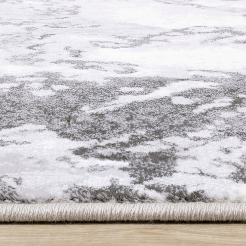Intrigue White Grey Marble Swirl Rug by Kalora Interiors