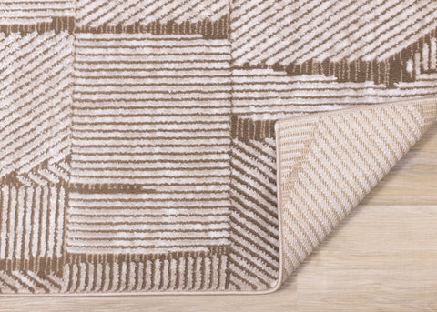 Darcy Cream Brown Distressed Corduroy Plush Rug by Kalora Interiors