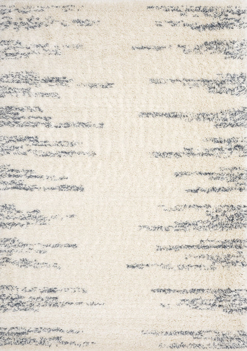 Rondo Cream Blue Modern Striped Rug by Kalora Interiors