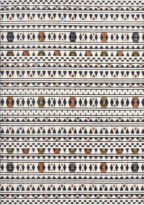 Lawson Cream Grey Orange Southwest Inspired Machine Washable Foldable Rug by Kalora Interiors