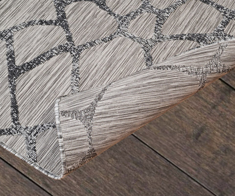 Odessa ODE-01687A-LGRY Modern Brick High Low Textured Polypropylene Black Grey Area Rug By Viana Inc