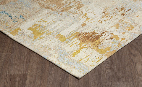 Sparx Distressed Marble Gold Beige Washable Transitional Rug by Viana