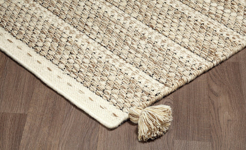 Nordique NOR-301B-SAND Handmade Sand Natural Reversible Wool Area Rug By Viana Inc