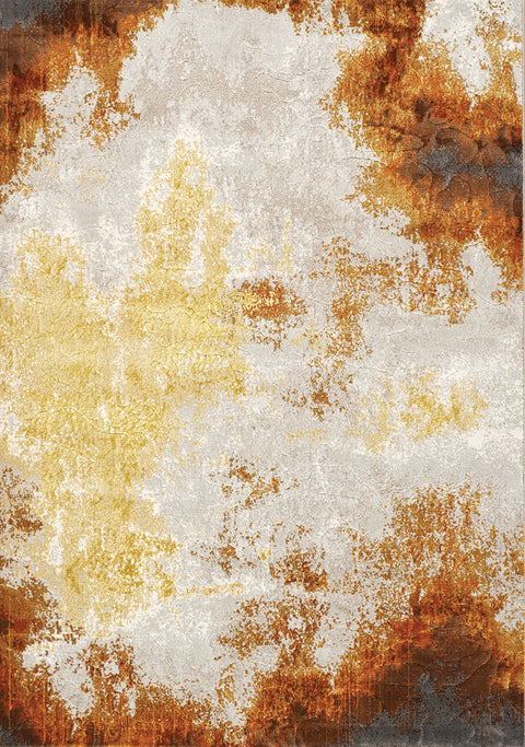 Parlour Cream Orange Distressed Abstract Rug by Kalora Interiors