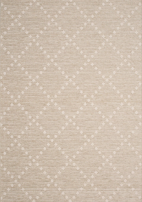 Vista Beige Cream Dot Trellis Indoor/Outdoor Rug by Kalora Interiors