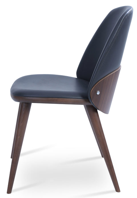 ASTON DINING CHAIR PPM FR GREY 661 AMERICAN WALNUT VENEER BACK BEECH WOOD WALNUT FINISH LEGS