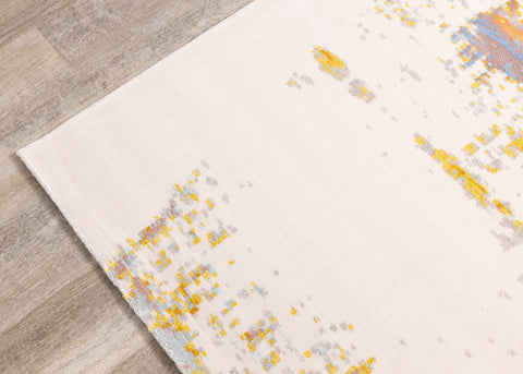 Belle Cream Blue Yellow Brush Strokes Rug by Kalora Interiors