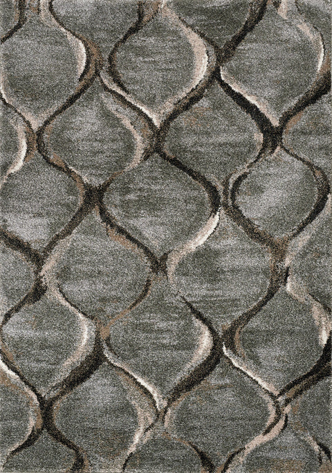 Breeze A307_7373 Grey Brown Ogee Area Rug by Kalora Interiors