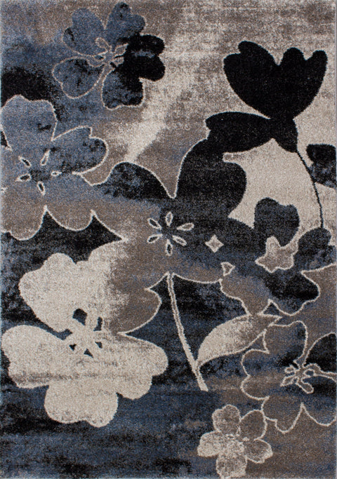 Breeze Blue Cream Black Poppies Rug By Kalora Interiors