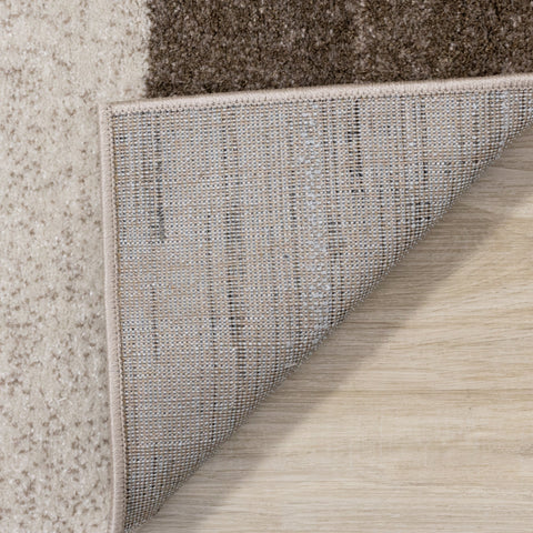 Breeze Cream Brown Grey Geometric Shapes Rug by Kalora Interiors