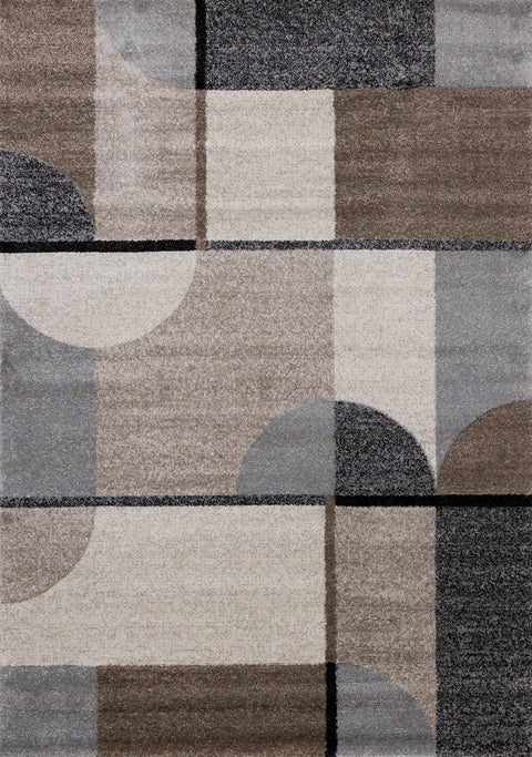 Breeze Cream Brown Grey Geometric Shapes Rug by Kalora Interiors