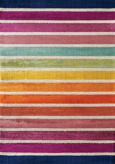 Brighton Pink Orange Stripes Rug by Kalora Interiors