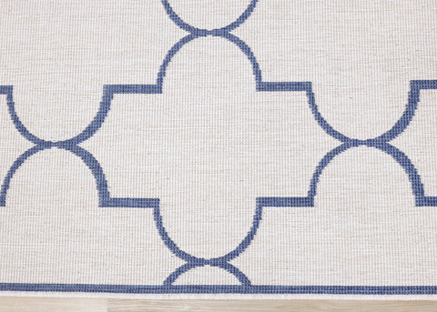 Bristol Blue White Outdoor Reversible Geometric Rug by Kalora Interiors