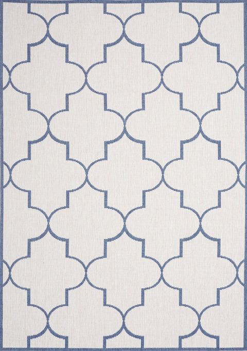 Bristol Blue White Outdoor Reversible Geometric Rug by Kalora Interiors