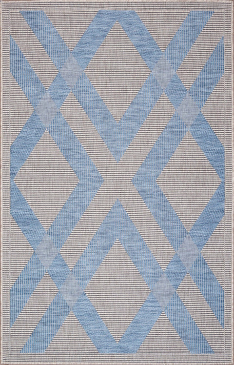 Carnival CAR-2005-GRYBLU Indoor-Outdoor Polypropylene Light Grey Blue Area Rug By Viana Inc