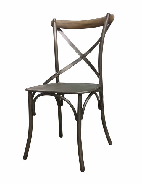 Metal Crossback Chair by LH Imports