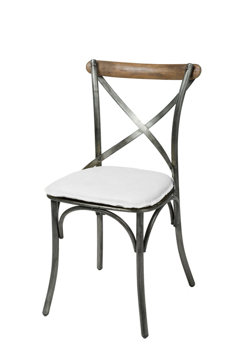 Metal Crossback Chair With White Seat Cushion by LH Imports