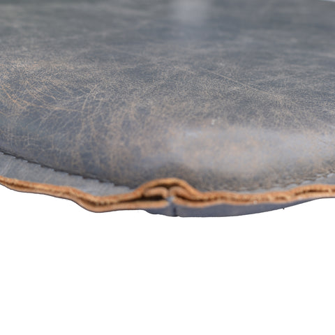 Metal Crossback Leather Cushion Seat | Grey | by LH Imports