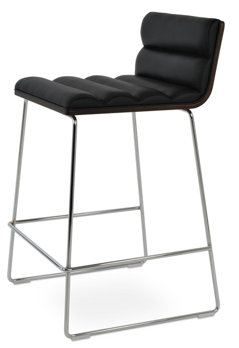 CORONA BAR COMFORT PLYWOOD SHELL AMERICAN WALNUT LEATHERETTE F.SOFT BLACK 905